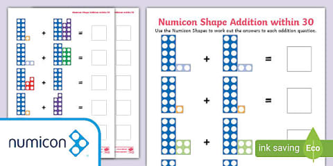 Numicon Shapes Number Bonds of 20 Missing Numbers Worksheets